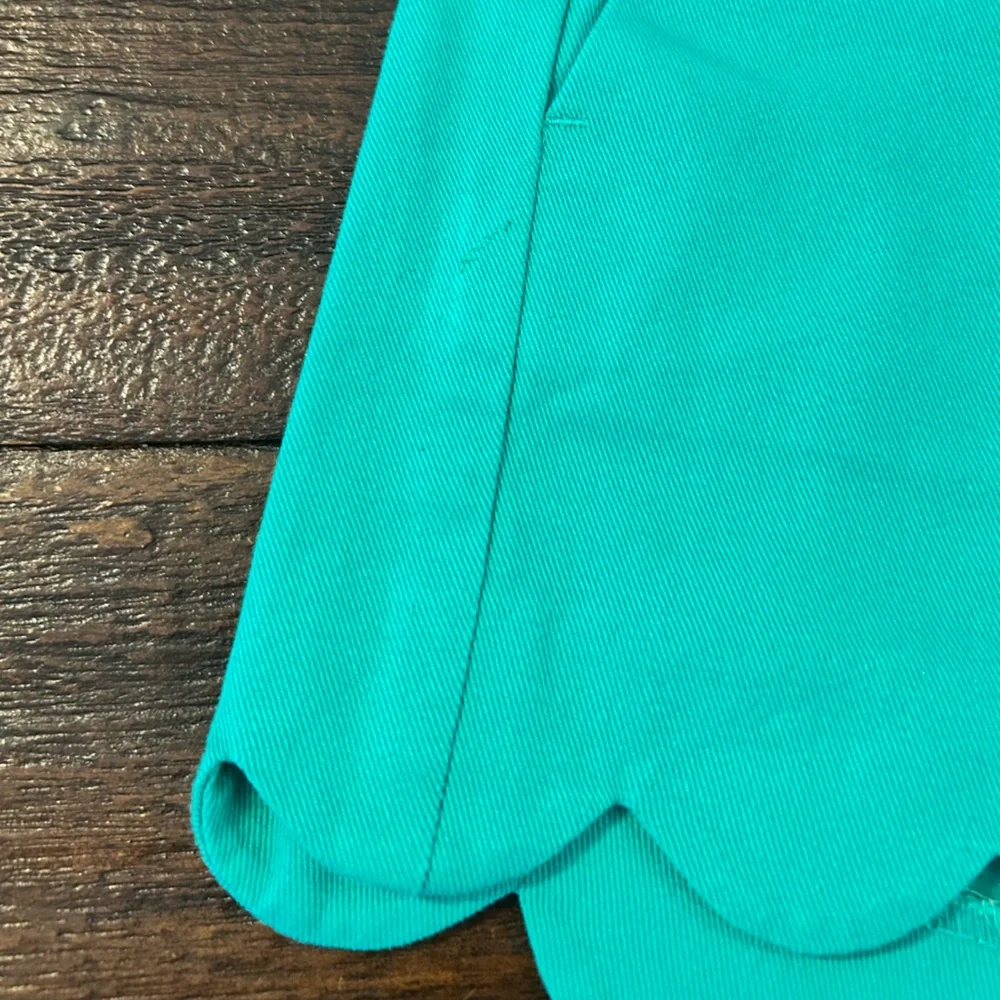 J. Crew Scalloped High Waist Shorts in Teal Green